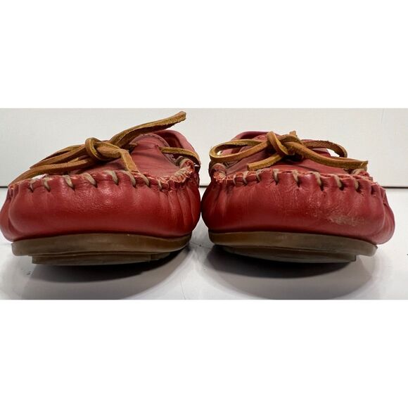 Vintage Minnetonka red leather boat driver moccasins. Size 7.5(W). - Picture 2 of 8